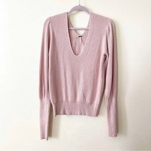 Free People Blush Pink V-Neck Knit Sweater